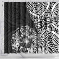 Hibiscus With Black Austronesian Tattoo Pattern Shower Curtain - Polynesian Pride