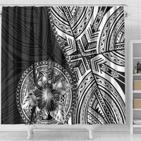 Hibiscus With Black Austronesian Tattoo Pattern Shower Curtain - Polynesian Pride