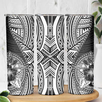 Hibiscus With Black Austronesian Tattoo Pattern Skinny Tumbler - Polynesian Pride