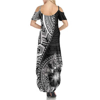 Hibiscus With Black Austronesian Tattoo Pattern Summer Maxi Dress LT05 - Polynesian Pride