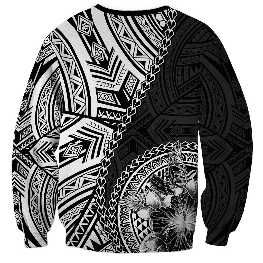 Hibiscus With Black Austronesian Tattoo Pattern Sweatshirt LT05 - Polynesian Pride
