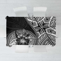 Hibiscus With Black Austronesian Tattoo Pattern Tablecloth LT05 Black - Polynesian Pride