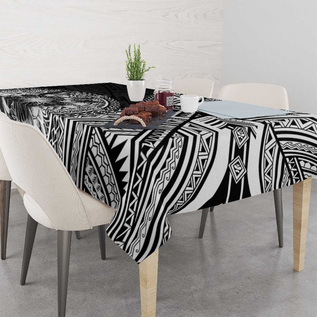Hibiscus With Black Austronesian Tattoo Pattern Tablecloth LT05 - Polynesian Pride