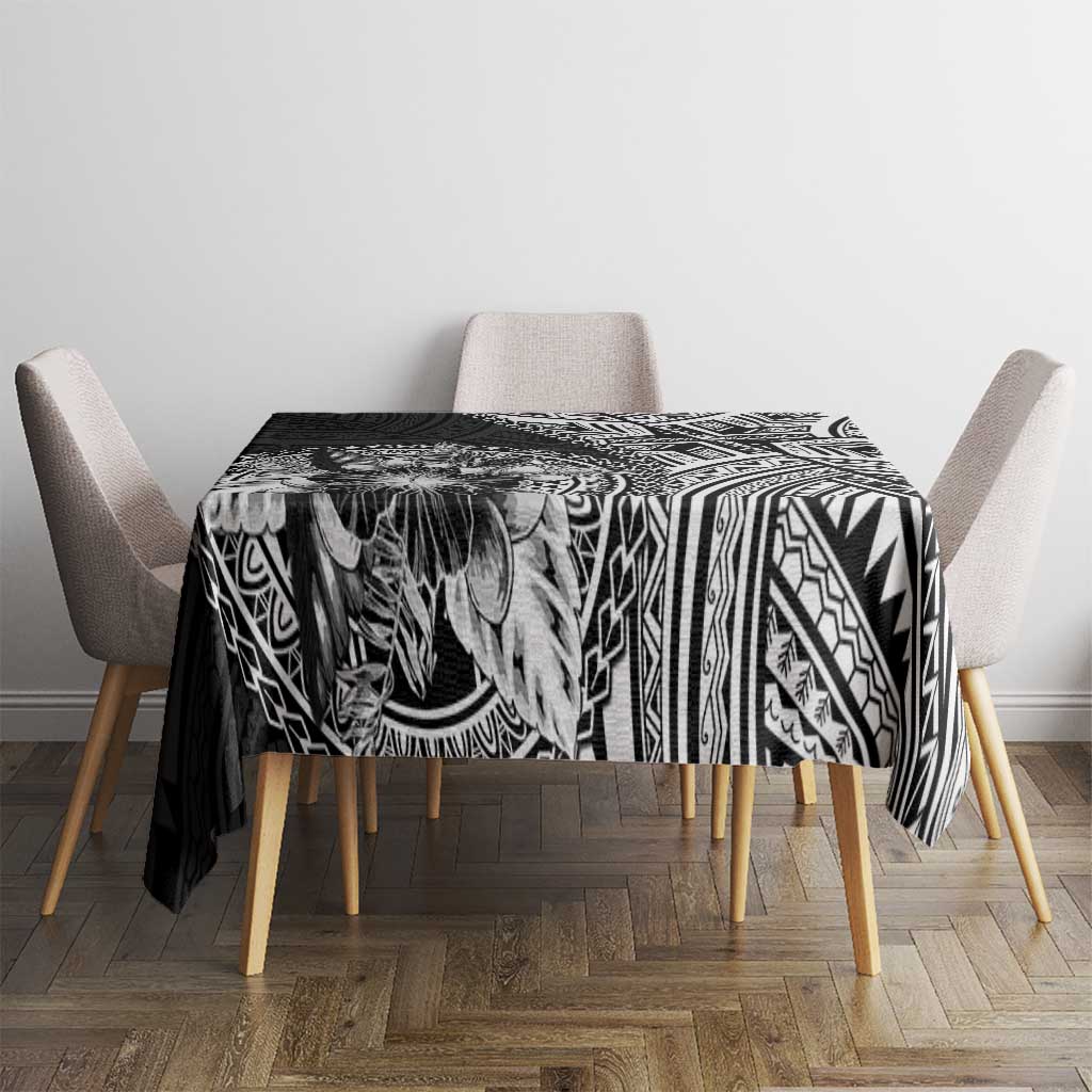 Hibiscus With Black Austronesian Tattoo Pattern Tablecloth LT05 - Polynesian Pride