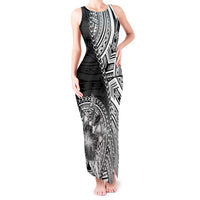 Hibiscus With Black Austronesian Tattoo Pattern Tank Maxi Dress LT05 Women Black - Polynesian Pride