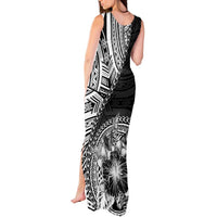 Hibiscus With Black Austronesian Tattoo Pattern Tank Maxi Dress LT05 - Polynesian Pride