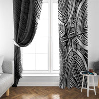 Hibiscus With Black Austronesian Tattoo Pattern Window Curtain - Polynesian Pride