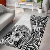 Hibiscus With White Austronesian Tattoo Pattern Area Rug - Polynesian Pride