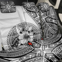 Hibiscus With White Austronesian Tattoo Pattern Back Car Seat Cover - Polynesian Pride