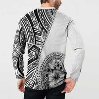 Hibiscus With White Austronesian Tattoo Pattern Button Sweatshirt LT05 - Polynesian Pride
