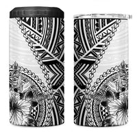 Hibiscus With White Austronesian Tattoo Pattern 4 in 1 Can Cooler Tumbler LT05 One Size: 16 oz White - Polynesian Pride