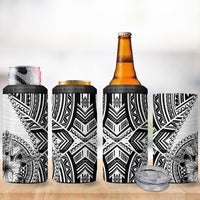 Hibiscus With White Austronesian Tattoo Pattern 4 in 1 Can Cooler Tumbler LT05 - Polynesian Pride