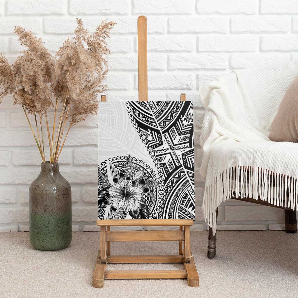 Hibiscus With White Austronesian Tattoo Pattern Canvas Wall Art LT05 - Polynesian Pride