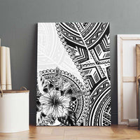 Hibiscus With White Austronesian Tattoo Pattern Canvas Wall Art LT05 - Polynesian Pride