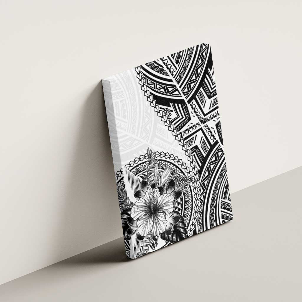 Hibiscus With White Austronesian Tattoo Pattern Canvas Wall Art LT05 - Polynesian Pride