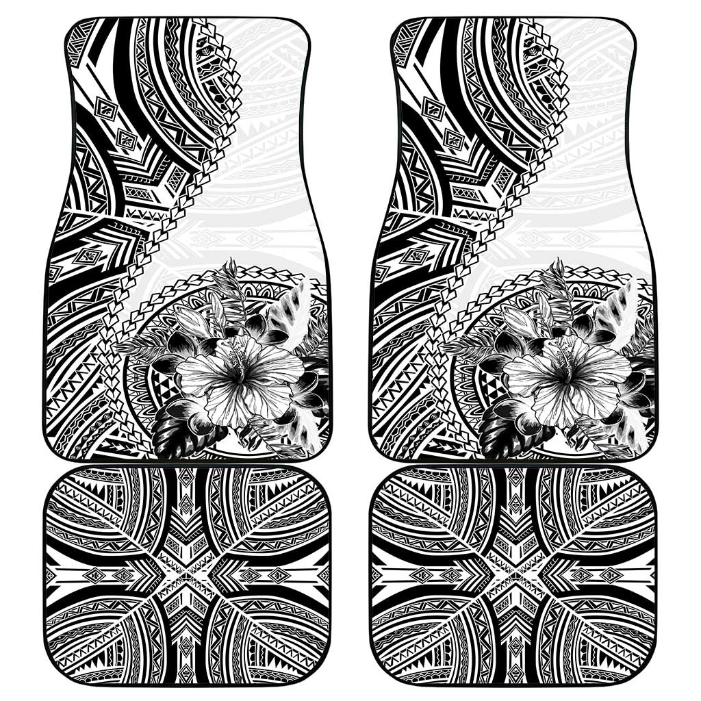 Hibiscus With White Austronesian Tattoo Pattern Car Mats LT05 - Polynesian Pride