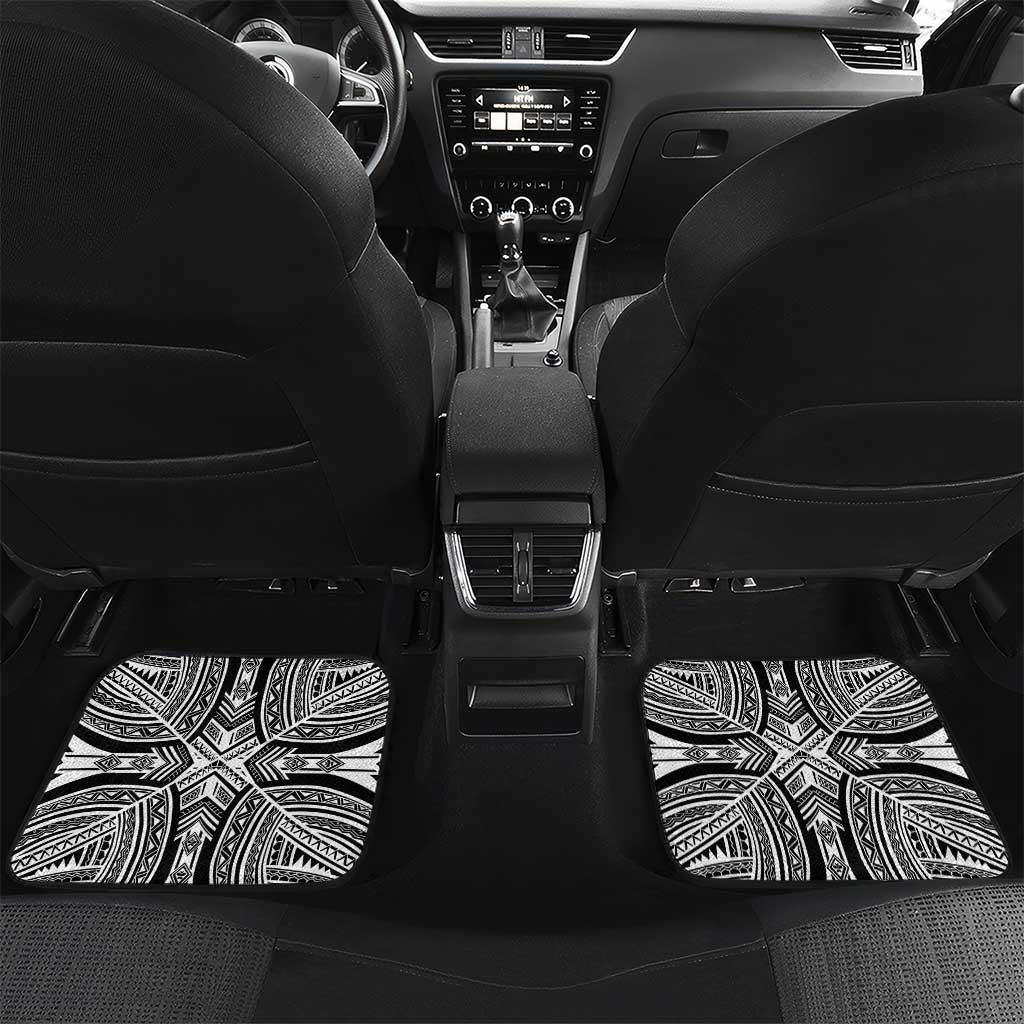 Hibiscus With White Austronesian Tattoo Pattern Car Mats LT05 Set 2pcs - Back White - Polynesian Pride