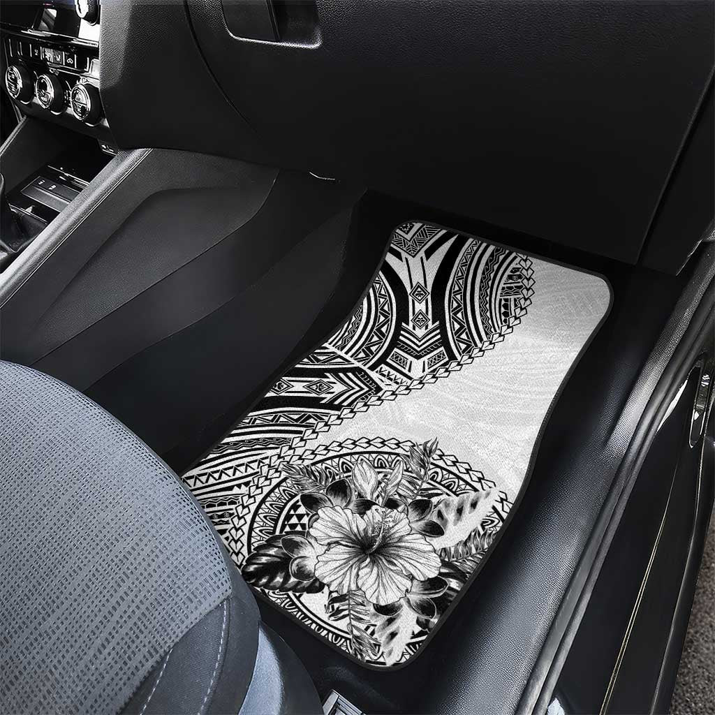 Hibiscus With White Austronesian Tattoo Pattern Car Mats LT05 - Polynesian Pride