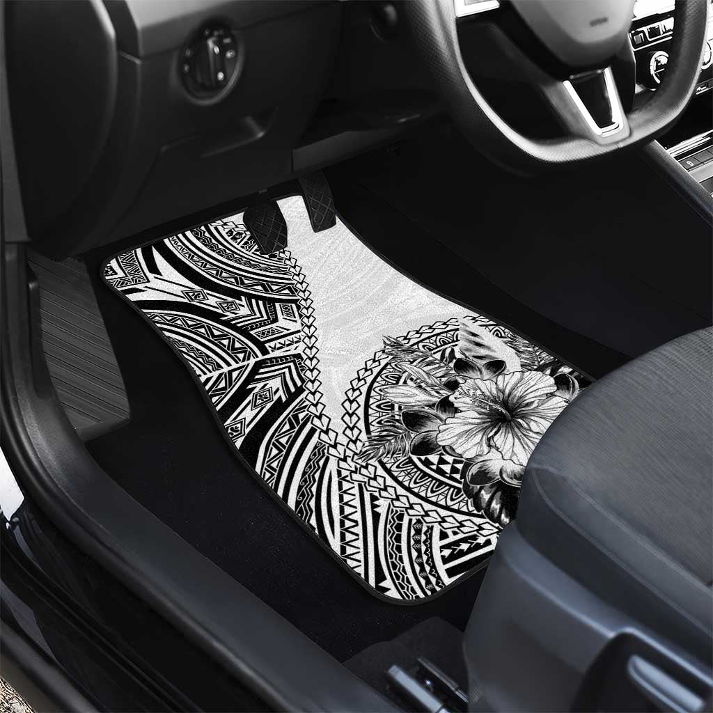 Hibiscus With White Austronesian Tattoo Pattern Car Mats LT05 - Polynesian Pride
