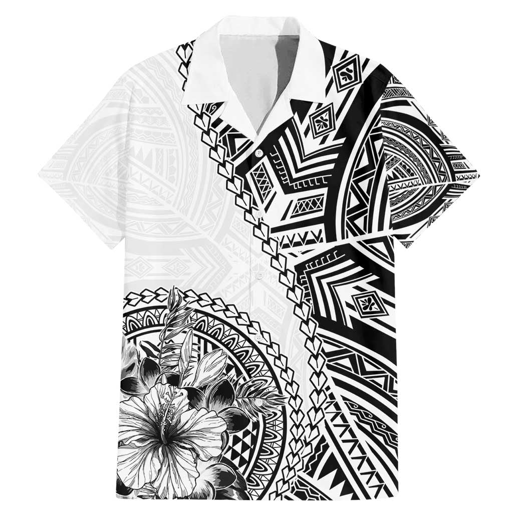 Hibiscus With White Austronesian Tattoo Pattern Family Matching Mermaid Dress and Hawaiian Shirt - Polynesian Pride