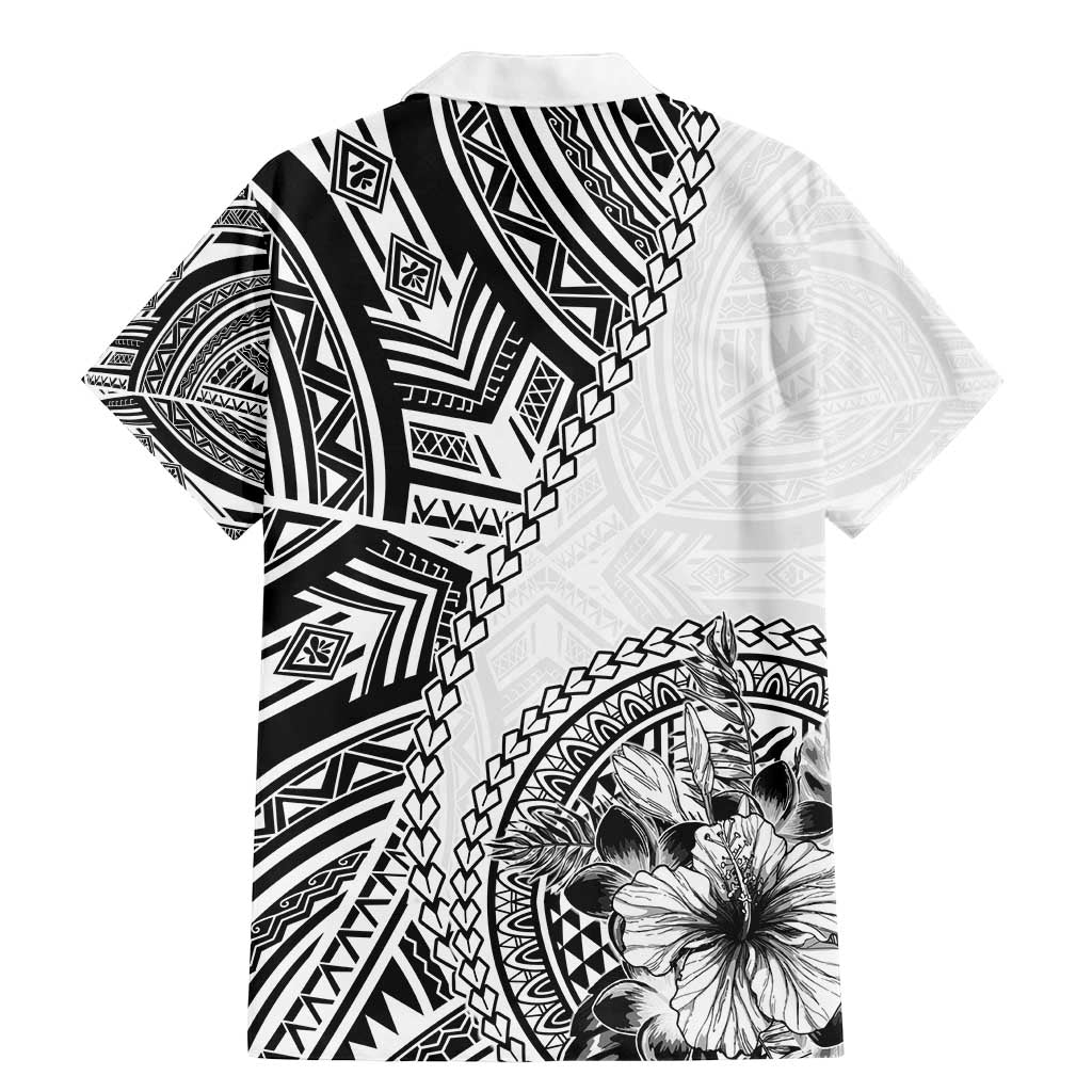 Hibiscus With White Austronesian Tattoo Pattern Family Matching Mermaid Dress and Hawaiian Shirt - Polynesian Pride