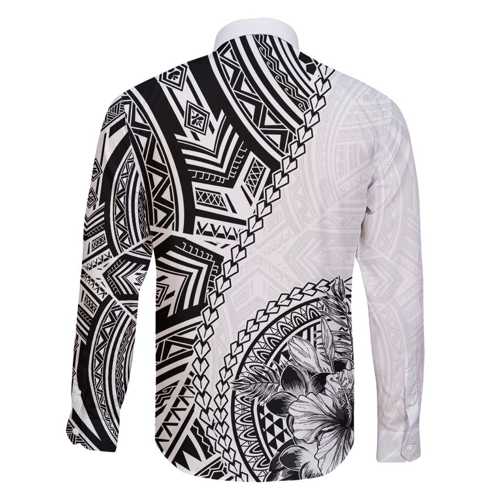 Hibiscus With White Austronesian Tattoo Pattern Family Matching Mermaid Dress and Hawaiian Shirt - Polynesian Pride