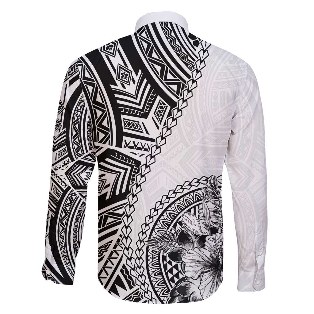 Hibiscus With White Austronesian Tattoo Pattern Family Matching Short Sleeve Bodycon Dress and Hawaiian Shirt - Polynesian Pride