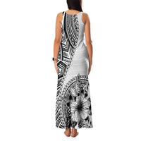 Hibiscus With White Austronesian Tattoo Pattern Family Matching Tank Maxi Dress and Hawaiian Shirt - Polynesian Pride