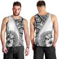 Hibiscus With White Austronesian Tattoo Pattern Men Tank Top LT05 - Polynesian Pride