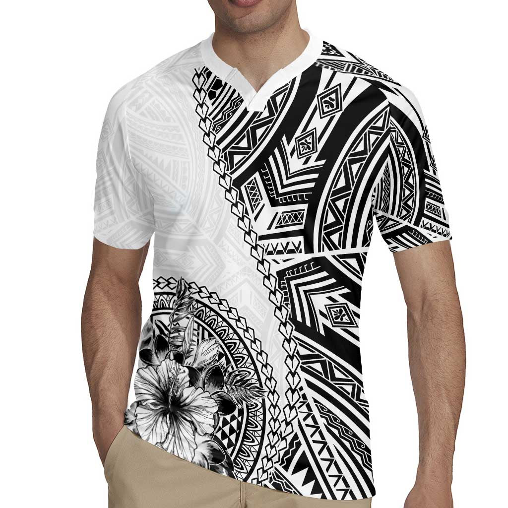 Hibiscus With White Austronesian Tattoo Pattern Rugby Jersey LT05 - Polynesian Pride