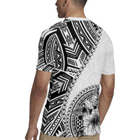 Hibiscus With White Austronesian Tattoo Pattern Rugby Jersey LT05 - Polynesian Pride