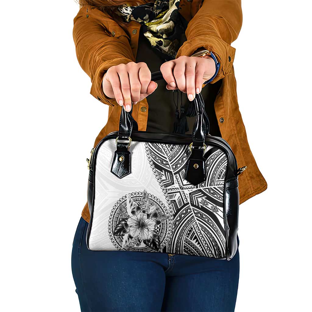 Hibiscus With White Austronesian Tattoo Pattern Shoulder Handbag - Polynesian Pride