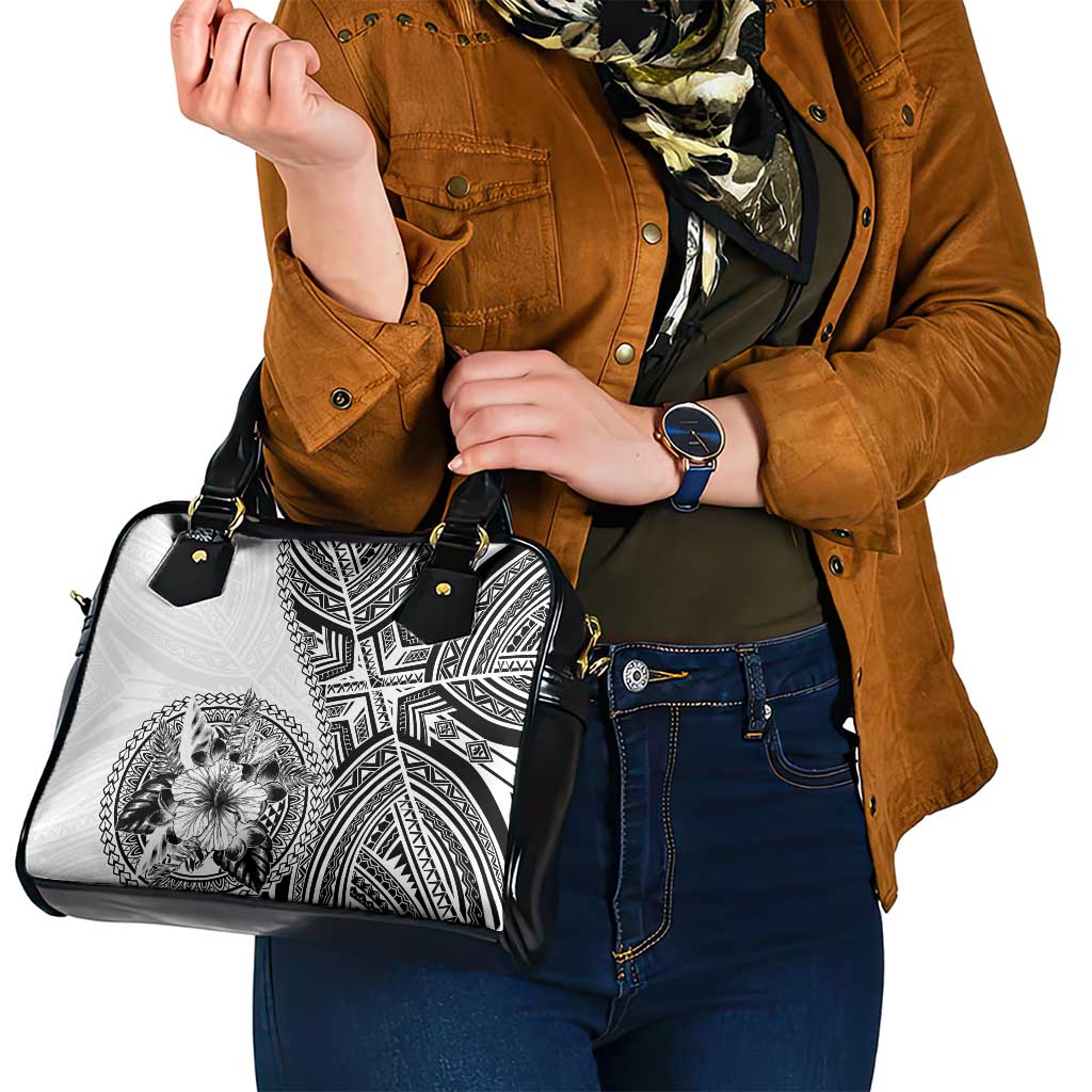 Hibiscus With White Austronesian Tattoo Pattern Shoulder Handbag - Polynesian Pride