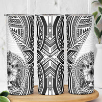 Hibiscus With White Austronesian Tattoo Pattern Skinny Tumbler - Polynesian Pride