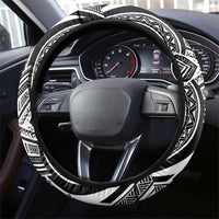 Hibiscus With White Austronesian Tattoo Pattern Steering Wheel Cover LT05 - Polynesian Pride
