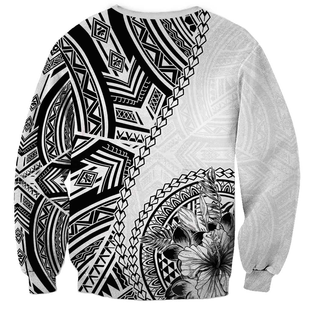Hibiscus With White Austronesian Tattoo Pattern Sweatshirt LT05 - Polynesian Pride