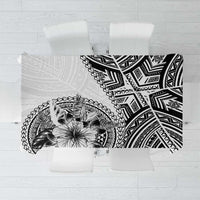 Hibiscus With White Austronesian Tattoo Pattern Tablecloth LT05 White - Polynesian Pride