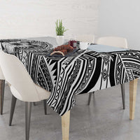 Hibiscus With White Austronesian Tattoo Pattern Tablecloth LT05 - Polynesian Pride