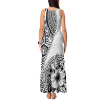 Hibiscus With White Austronesian Tattoo Pattern Tank Maxi Dress - Polynesian Pride