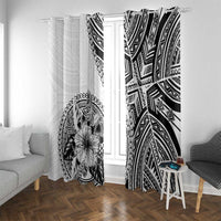 Hibiscus With White Austronesian Tattoo Pattern Window Curtain - Polynesian Pride
