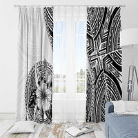 Hibiscus With White Austronesian Tattoo Pattern Window Curtain - Polynesian Pride