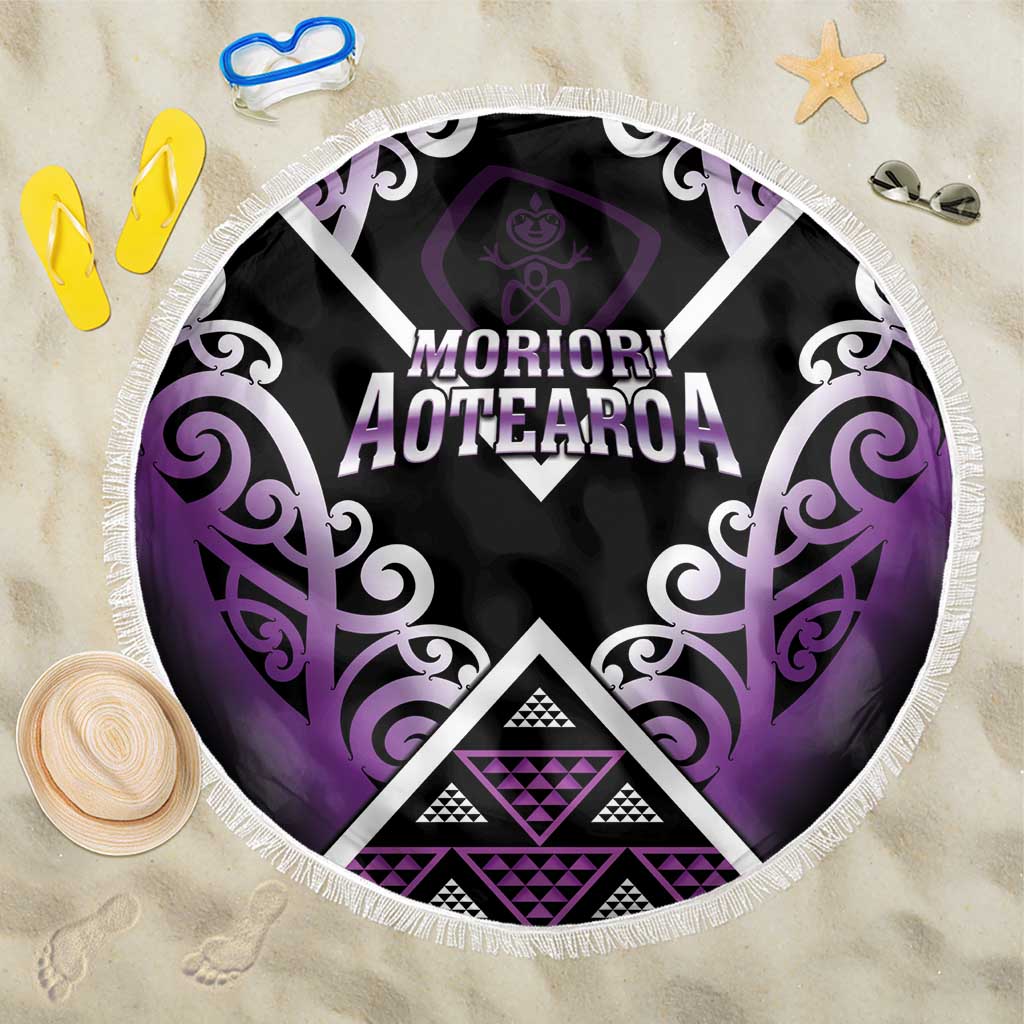 Aotearoa Moriori Beach Blanket Maori Pattern New Zealand LT05 One Size 150cm Purple - Polynesian Pride