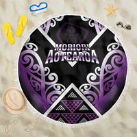 Aotearoa Moriori Beach Blanket Maori Pattern New Zealand LT05 One Size 150cm Purple - Polynesian Pride
