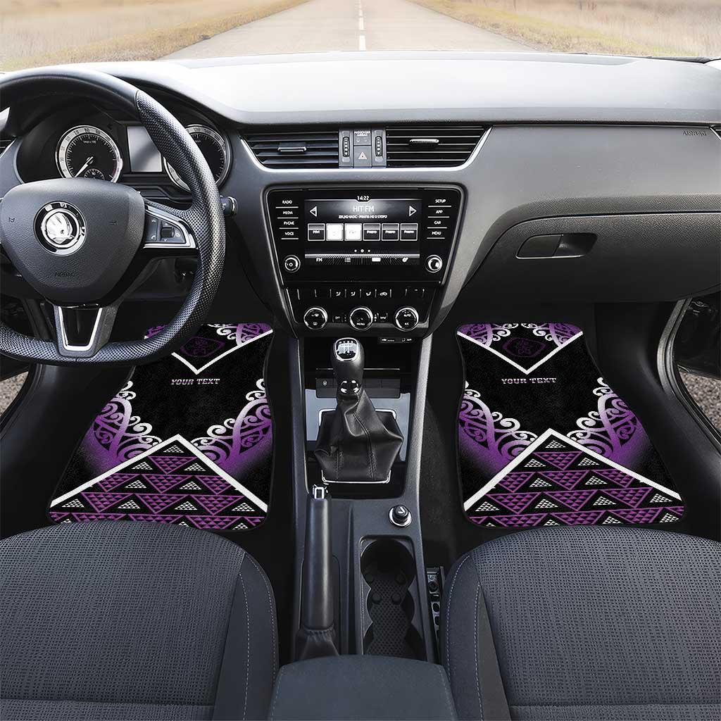 Aotearoa Moriori Car Mats Maori Pattern New Zealand LT05 Set 2pcs - Front Purple - Polynesian Pride