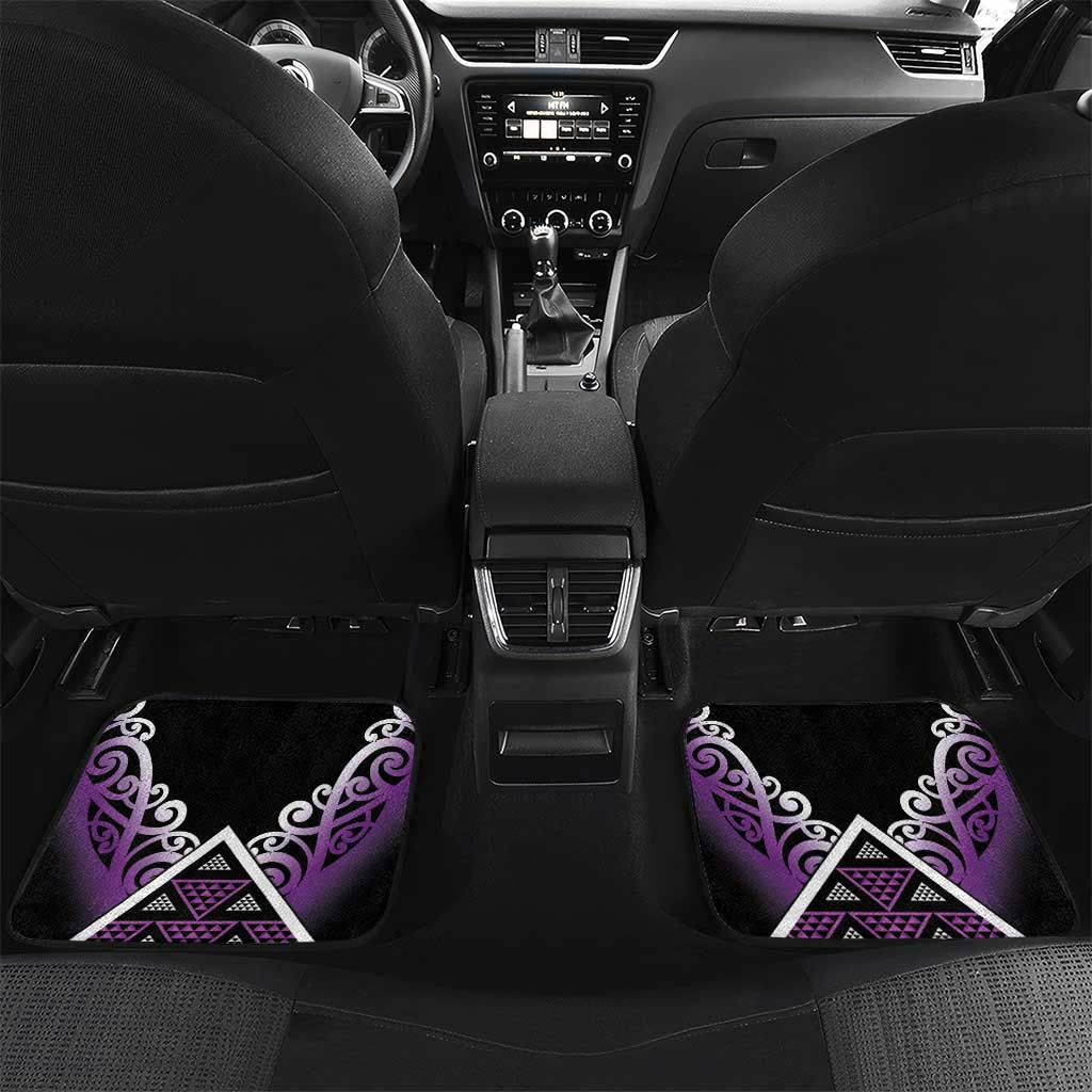 Aotearoa Moriori Car Mats Maori Pattern New Zealand LT05 Set 2pcs - Back Purple - Polynesian Pride