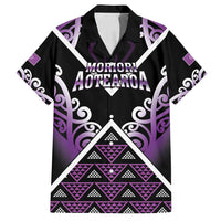 Personalised Aotearoa Moriori Family Matching Off Shoulder Short Dress and Hawaiian Shirt Maori Pattern New Zealand LT05 Dad's Shirt - Short Sleeve Purple - Polynesian Pride