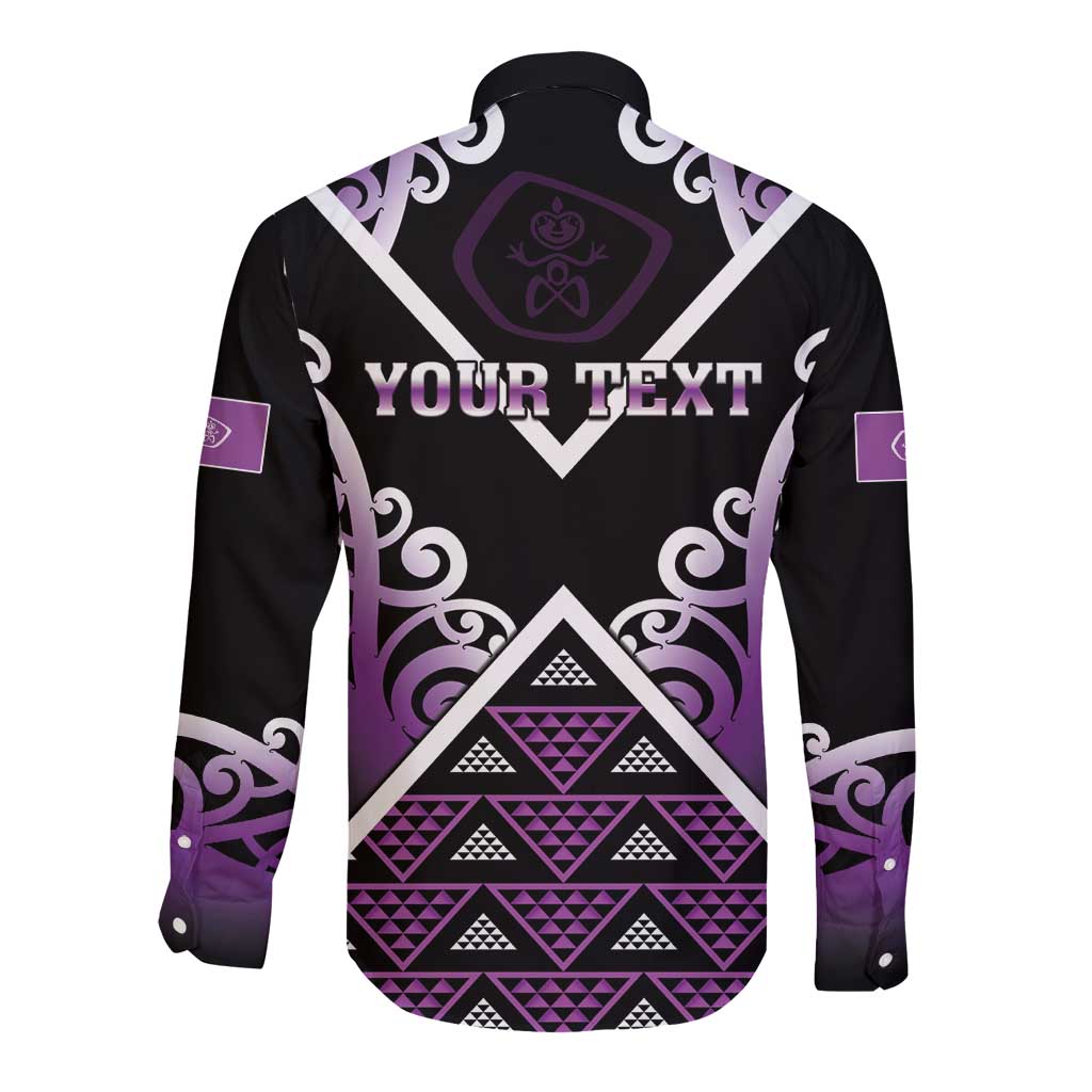Personalised Aotearoa Moriori Long Sleeve Button Shirt Maori Pattern New Zealand LT05 - Polynesian Pride
