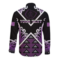 Personalised Aotearoa Moriori Long Sleeve Button Shirt Maori Pattern New Zealand LT05 - Polynesian Pride