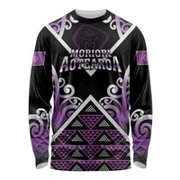 Personalised Aotearoa Moriori Long Sleeve Shirt Maori Pattern New Zealand LT05 Unisex Purple - Polynesian Pride