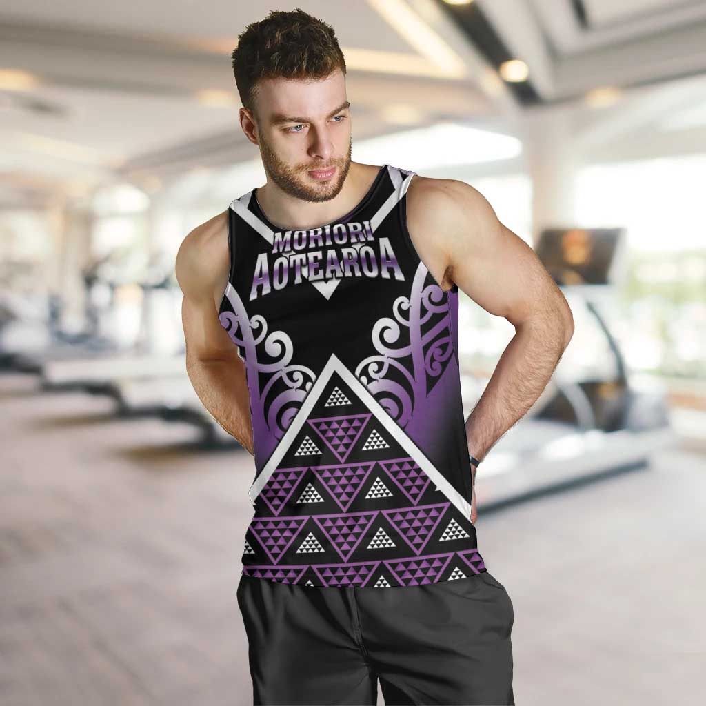 Personalised Aotearoa Moriori Men Tank Top Maori Pattern New Zealand LT05 Purple - Polynesian Pride